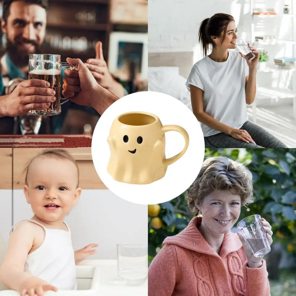 Adorable Ceramic Ghost Mug Spooky Novelty Ghostface Coffee Cup