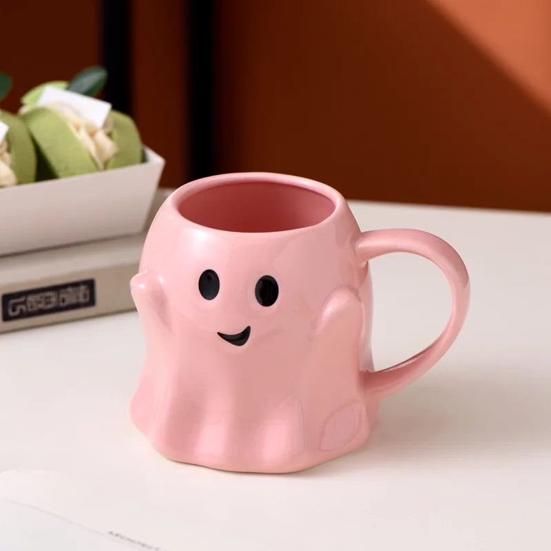 Adorable Ceramic Ghost Mug Spooky Novelty Ghostface Coffee Cup