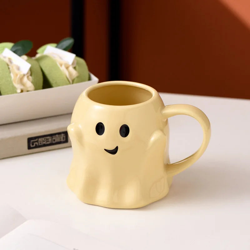 Adorable Ceramic Ghost Mug Spooky Novelty Ghostface Coffee Cup