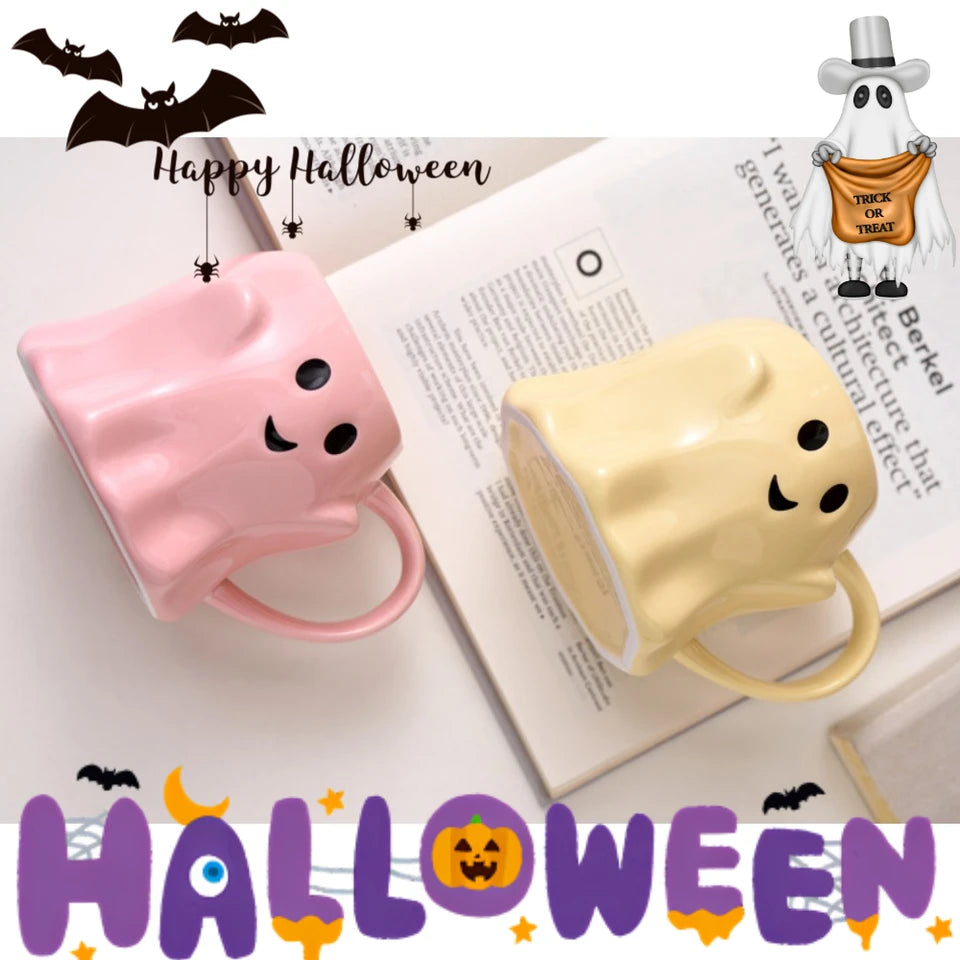 Adorable Ceramic Ghost Mug Spooky Novelty Ghostface Coffee Cup
