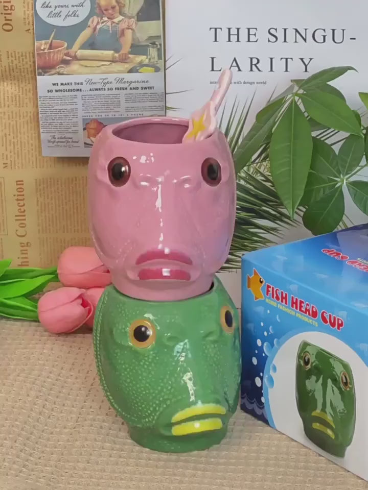 Funny Cup Ugly Greenhead Fish Ceramics Coffee Cup